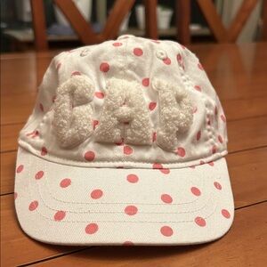 GAP White Cap with Pink Polka Dots